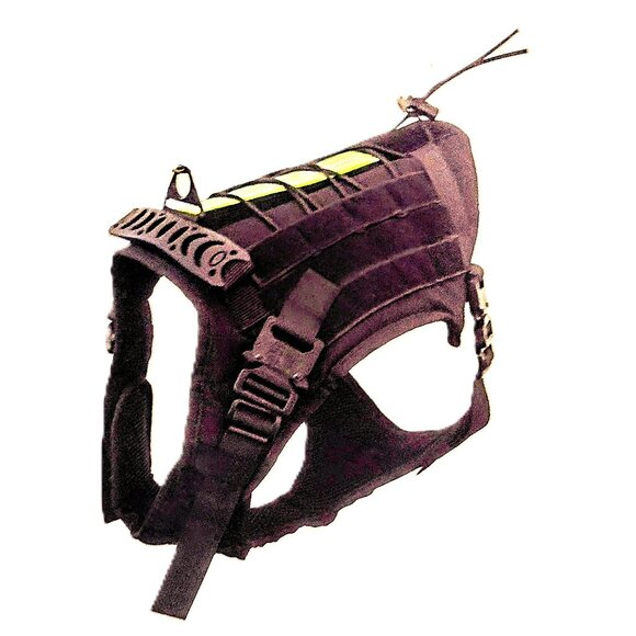 Black Tactical LG Dog Harness, Adjust. No-Pull Dog Vest ~ Metal Latches, Patches - Picture 2 of 15